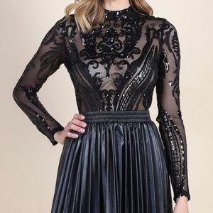 Embellished Sequence Mesh Bodysuit